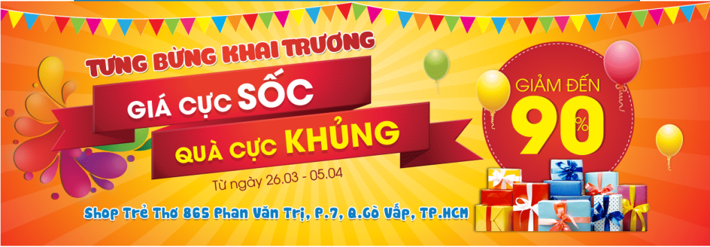 Mẫu thiết kế banner khai trương thông điệp ngắn gọn, dễ hiểu