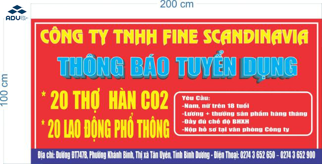 Băng rôn tuyển dụng của công ty TNHH Fine