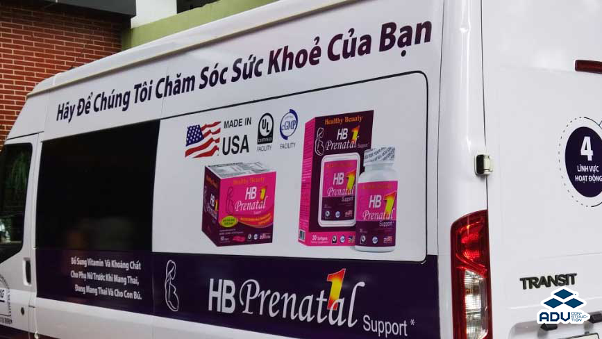 Dán quảng cáo hông xe 16 chỗ