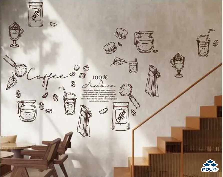 Decal dán tường tăng sức sống cho những bức tường quán cà phê