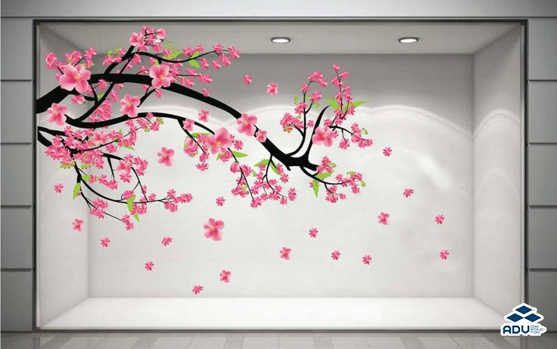 Mẫu nhành hoa đào cách điệu