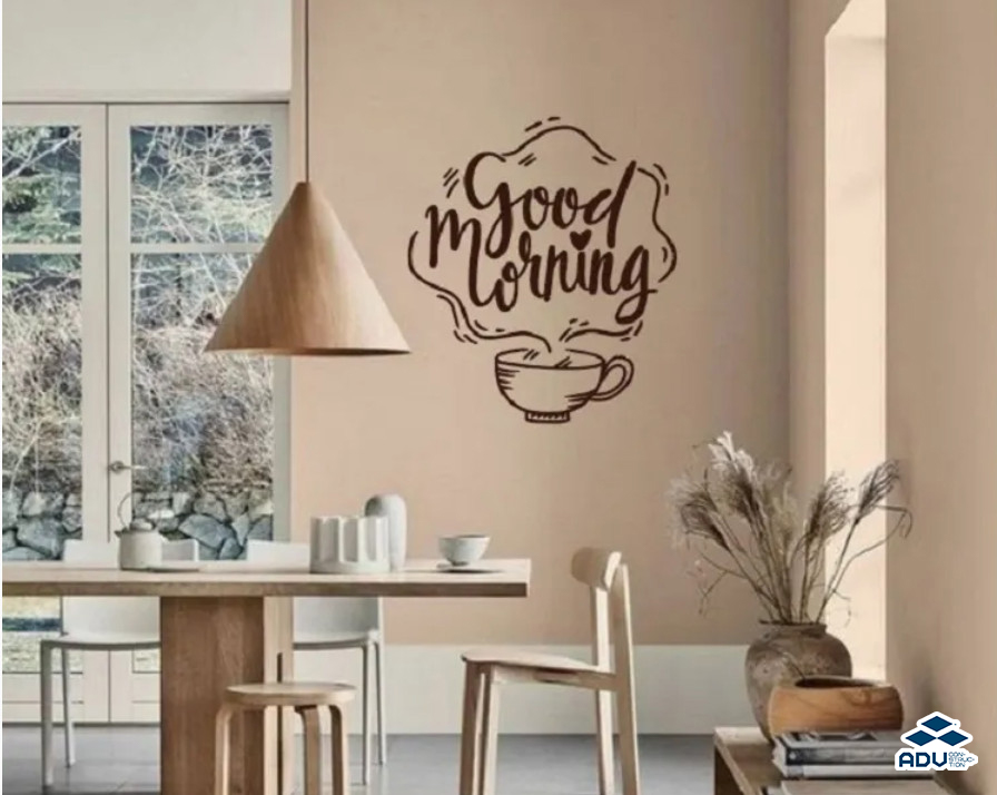 Một tấm decal dán tường đơn giản nhưng đầy cảm hứng cho một góc nhỏ của quán cà phê
