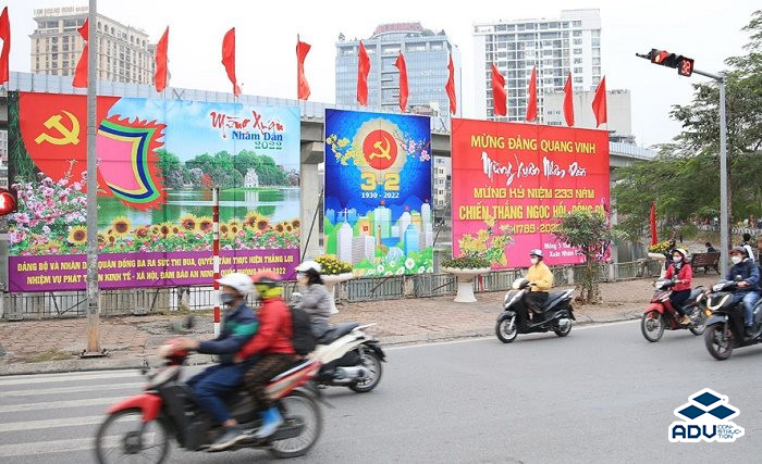 Treo băng rôn mừng đảng mừng xuân năm nhâm dần 2022