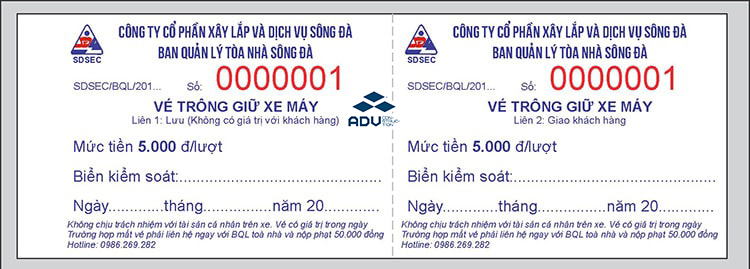 Địa chỉ in vé gửi xe giá rẻ và uy tín