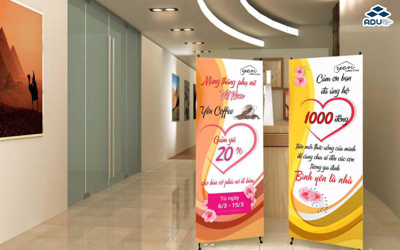 Mẫu standee coffee chân X hiện đại