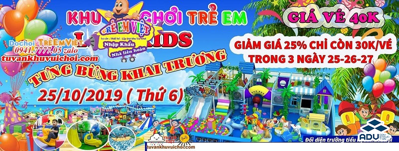 Banner khai trương Khu vui chơi