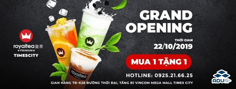 Banner khai trương cho quán trà sữa