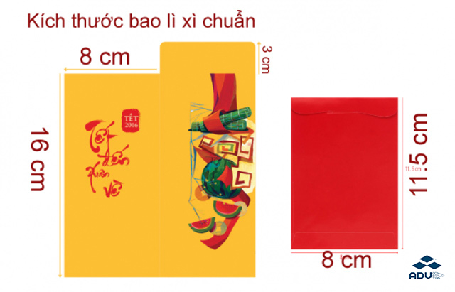 Kích thước in lì xì vô cùng đa dạng
