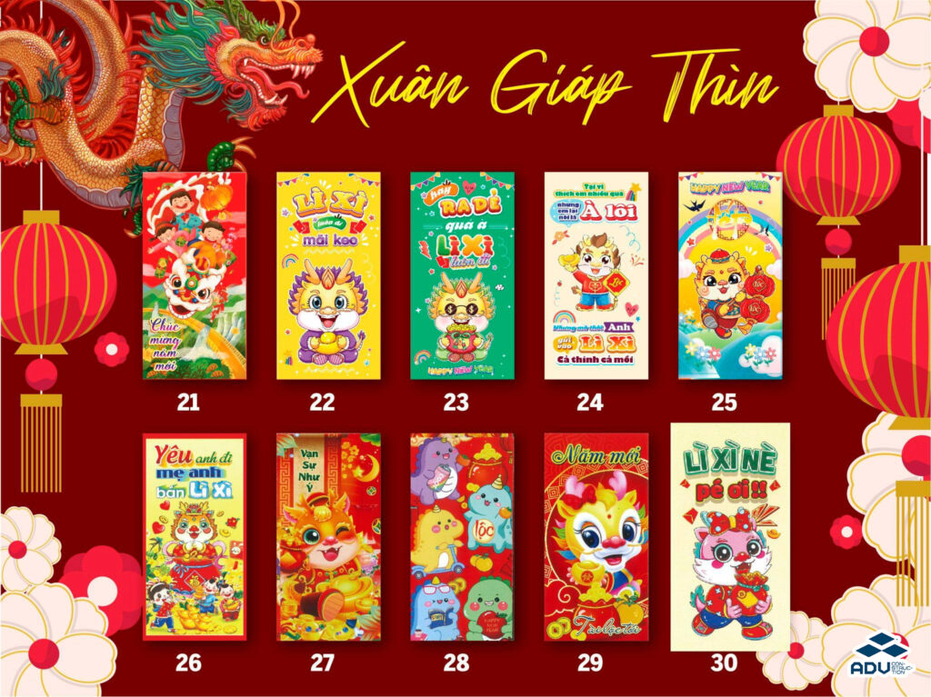 Mẫu bao lì xì slogan hay 