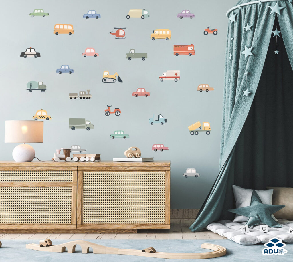Giấy dán tường hoạt hình ô tô