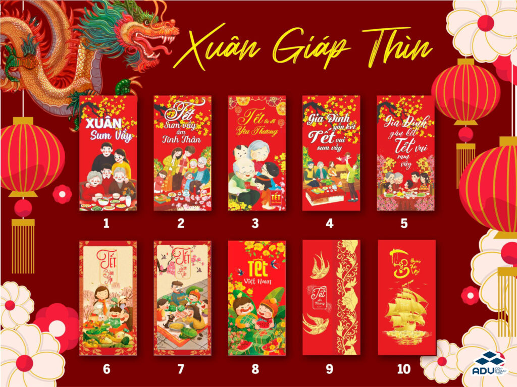 Mẫu bao lì xì xuân Giáp Thìn