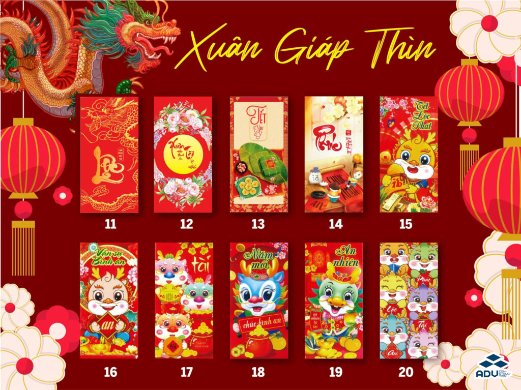 Mẫu bao lì xì năm 2024 Giáp Thìn 