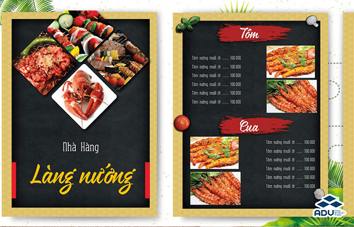 Menu cần có bố cục hợp lý để khách chọn món dễ dàng hơn