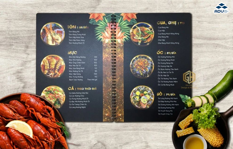 Menu đóng gáy lò xo