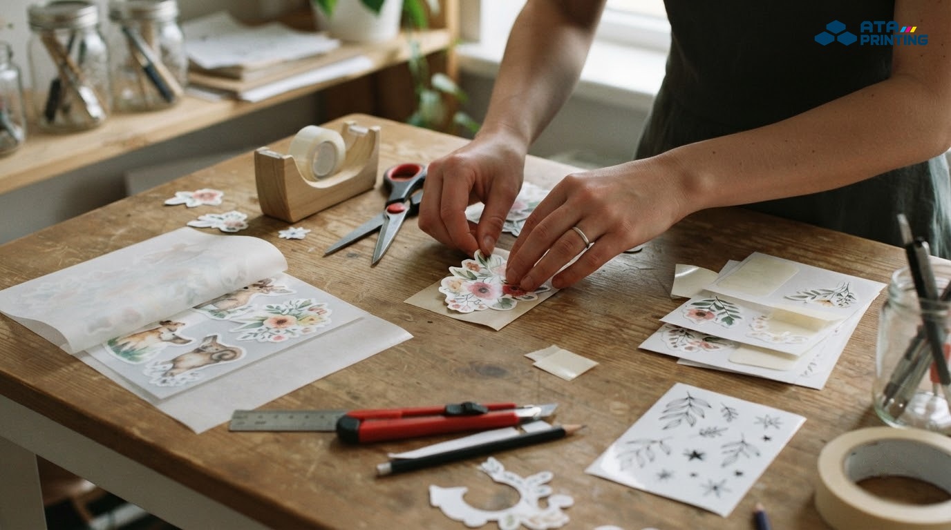 Ba mẫu sticker handmade từ băng dính trong, băng keo hai mặt và kỹ thuật transfer