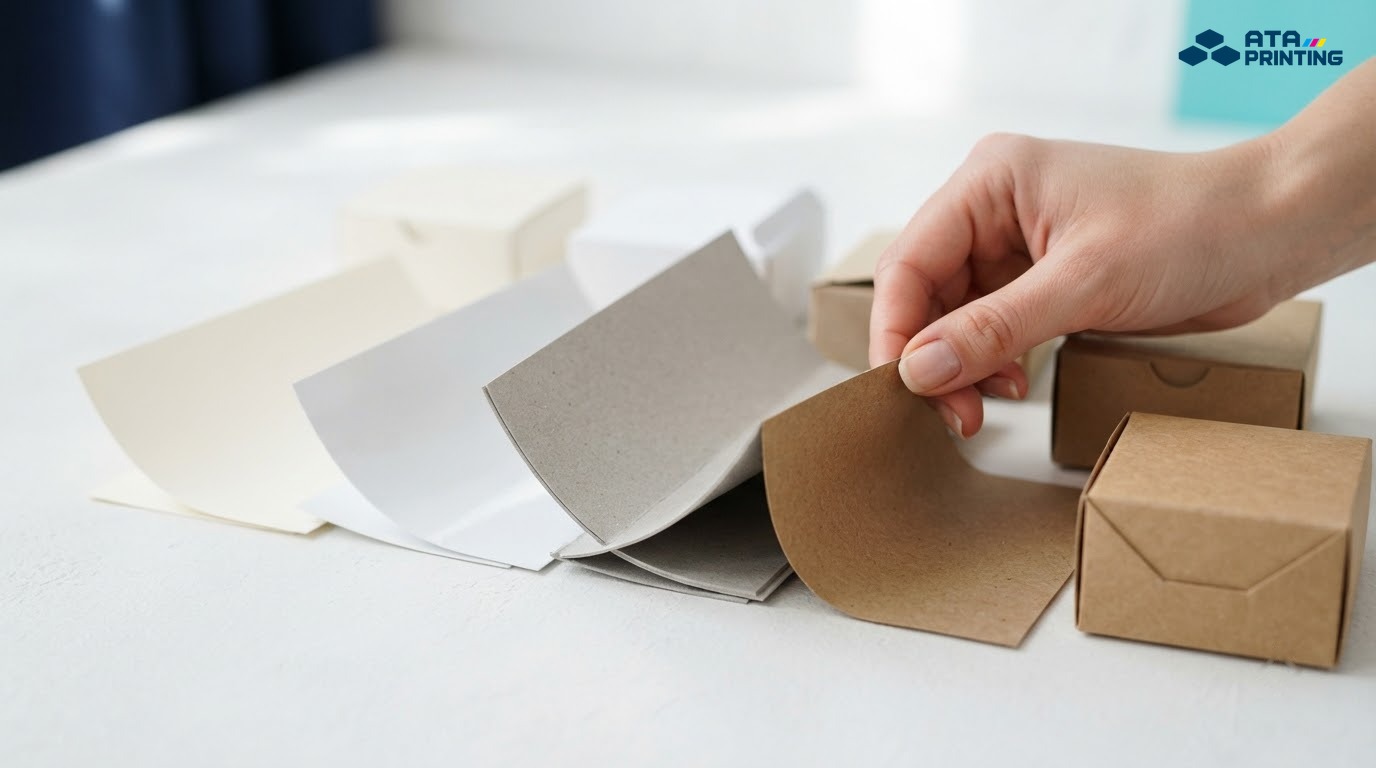 Các mẫu giấy Ivory, Couche, Duplex và Kraft dùng để sản xuất hộp giấy