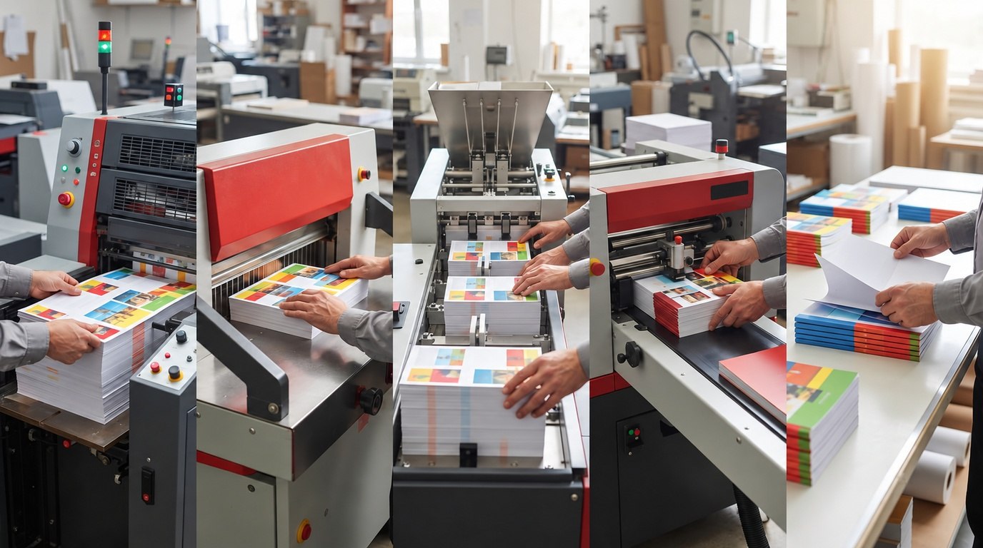 Quy trình in, xén, sắp bộ, đóng gáy và kiểm tra tài liệu