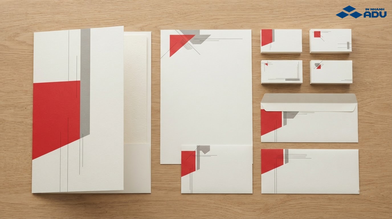 Bộ name card tiêu đề thư bao thư và folder giấy mỹ thuật