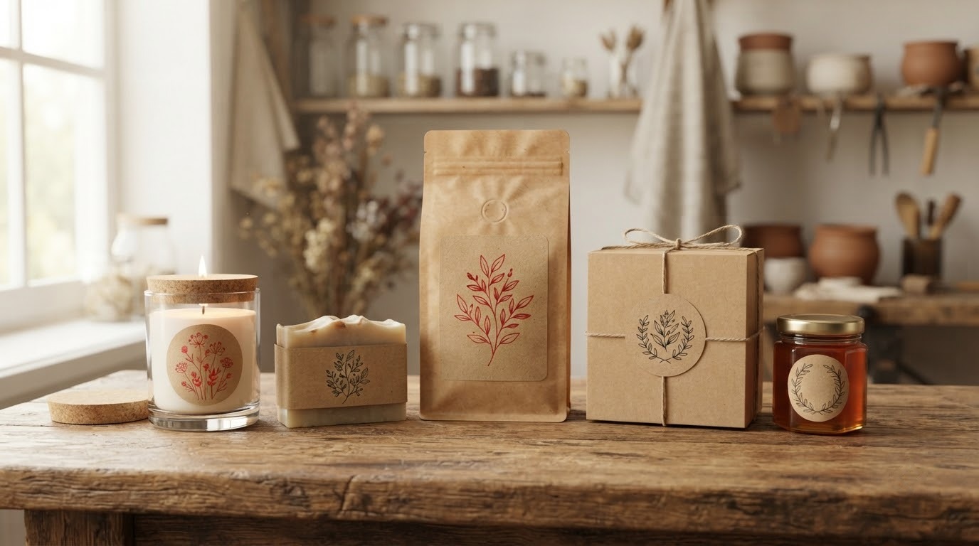 Bộ tem decal giấy kraft dán trên sản phẩm handmade