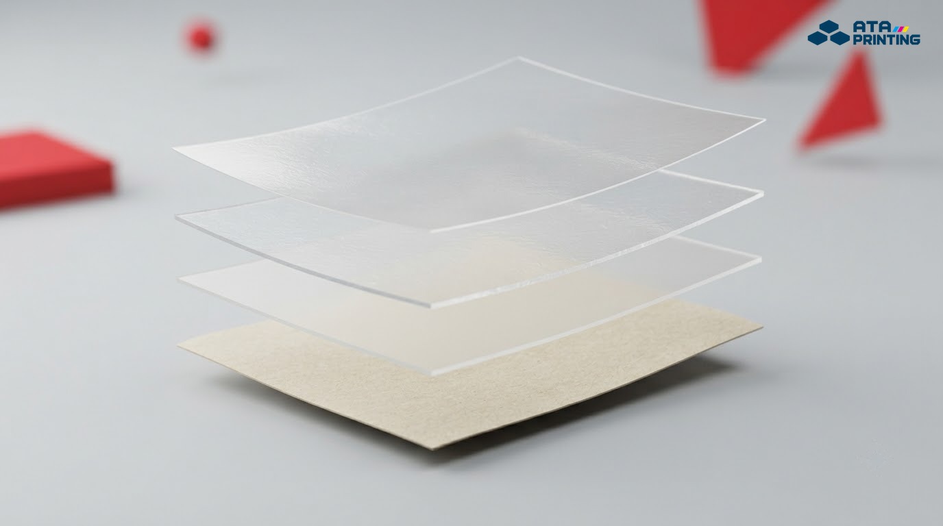 Cấu tạo tem decal nhựa PVC gồm màng mặt, keo và lớp đế