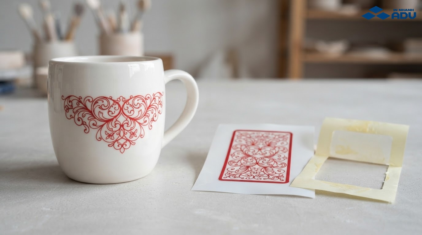 So sánh màng decal nước mỏng trên gốm với nhãn tự dính trên tấm nhựa