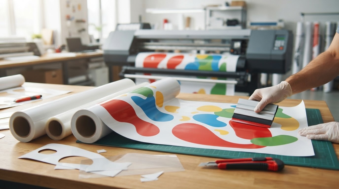 Decal quảng cáo được in và gia công trong xưởng