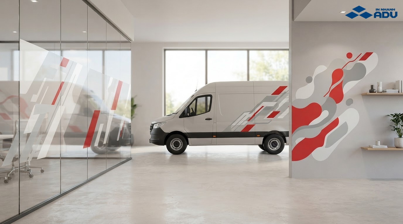Decal trang trí trên kính, xe giao hàng và tường