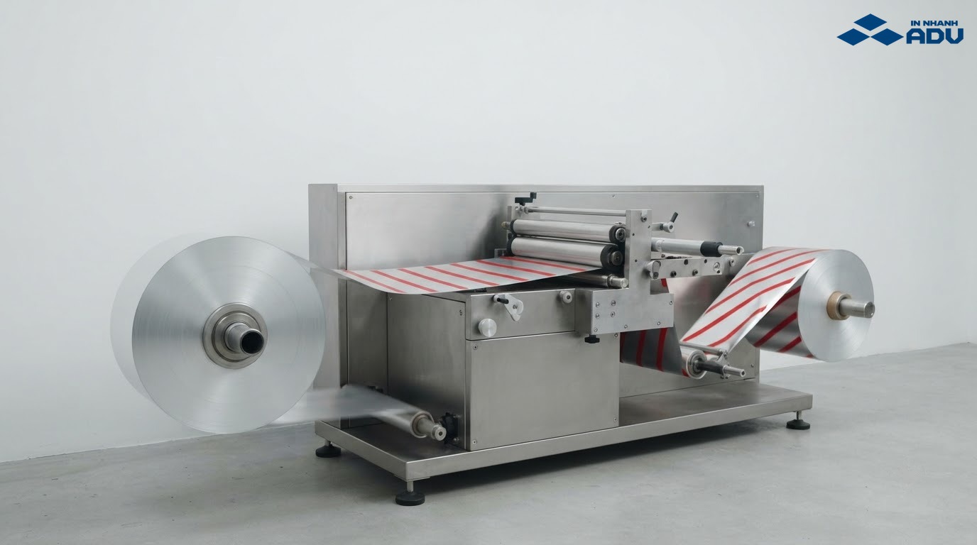 Dây chuyền Flexo sản xuất decal xi bạc dạng cuộn liên tục