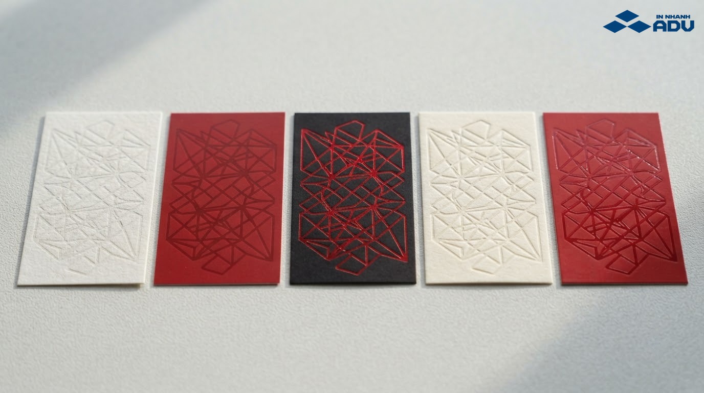 Các mẫu giấy name card cán mờ, ép kim, dập nổi và phủ bóng