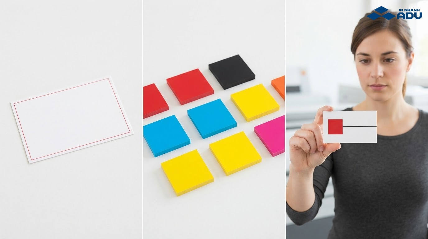 Quy trình thiết kế, kiểm tra tràn lề và duyệt bản in name card
