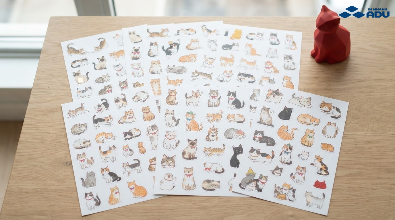 Nhiều mẫu nhãn dán mèo cute với dáng vẻ và cảm xúc đa dạng