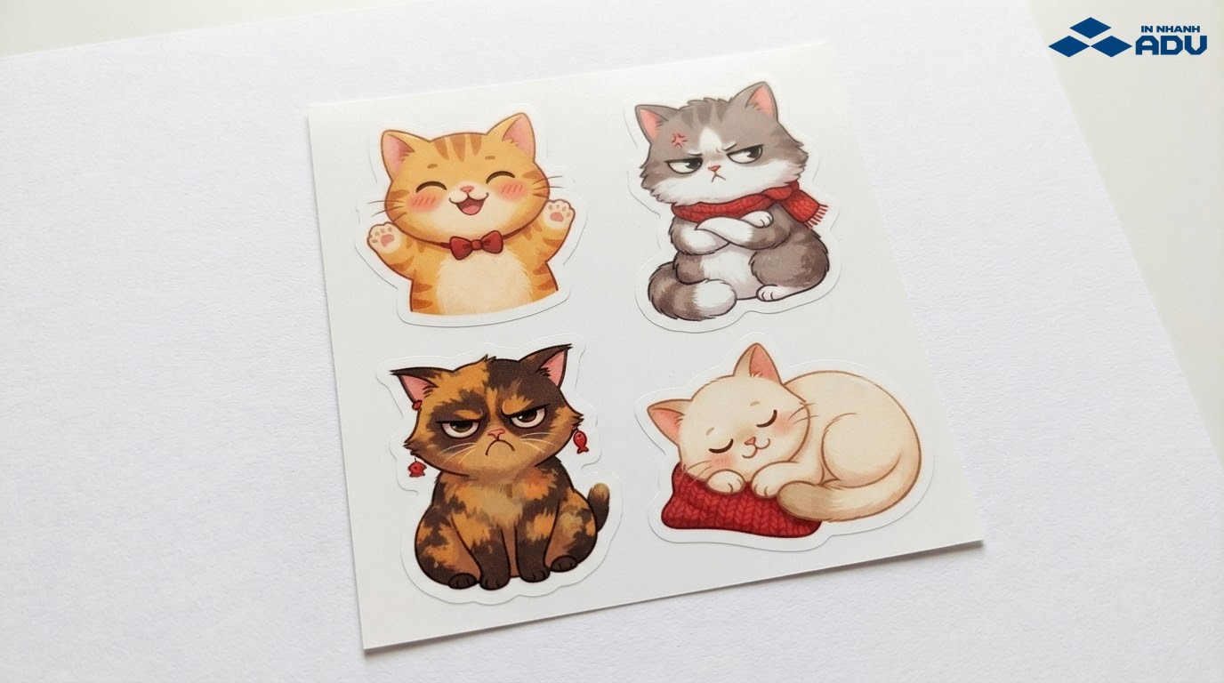 Các sticker mèo thể hiện cảm xúc vui, dỗi, giận và buồn ngủ