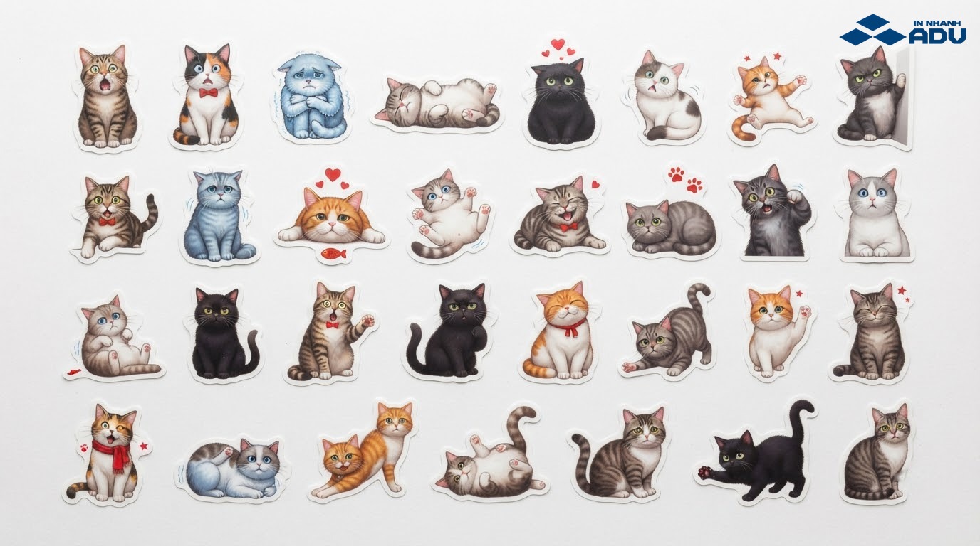 Bộ sticker mèo meme với biểu cảm ngạc nhiên, lạnh lùng và tinh nghịch