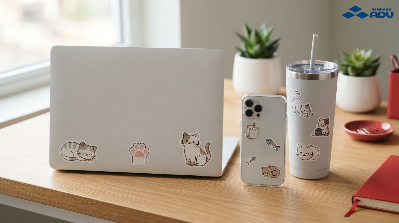 Sticker mèo trang trí laptop, ốp điện thoại và bình giữ nhiệt