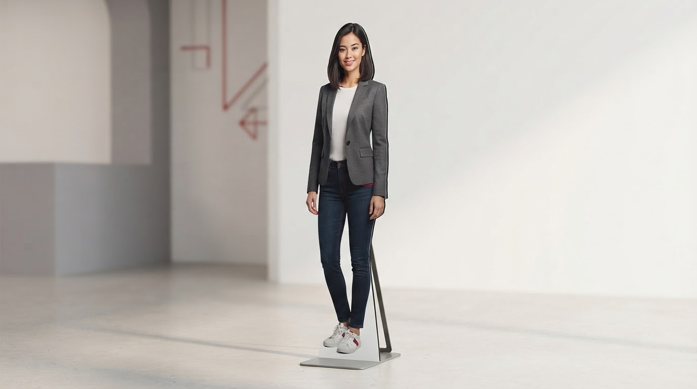 Standee hình người kích thước thật bằng PP bồi Formex cắt theo đường viền, khung sắt chân đứng
