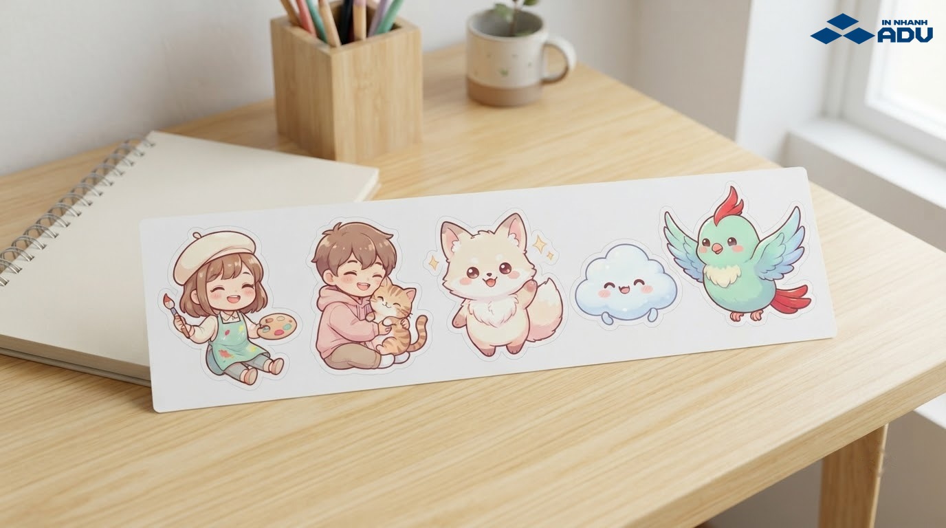 Bộ sticker anime chibi nguyên bản với nhân vật và linh vật đáng yêu