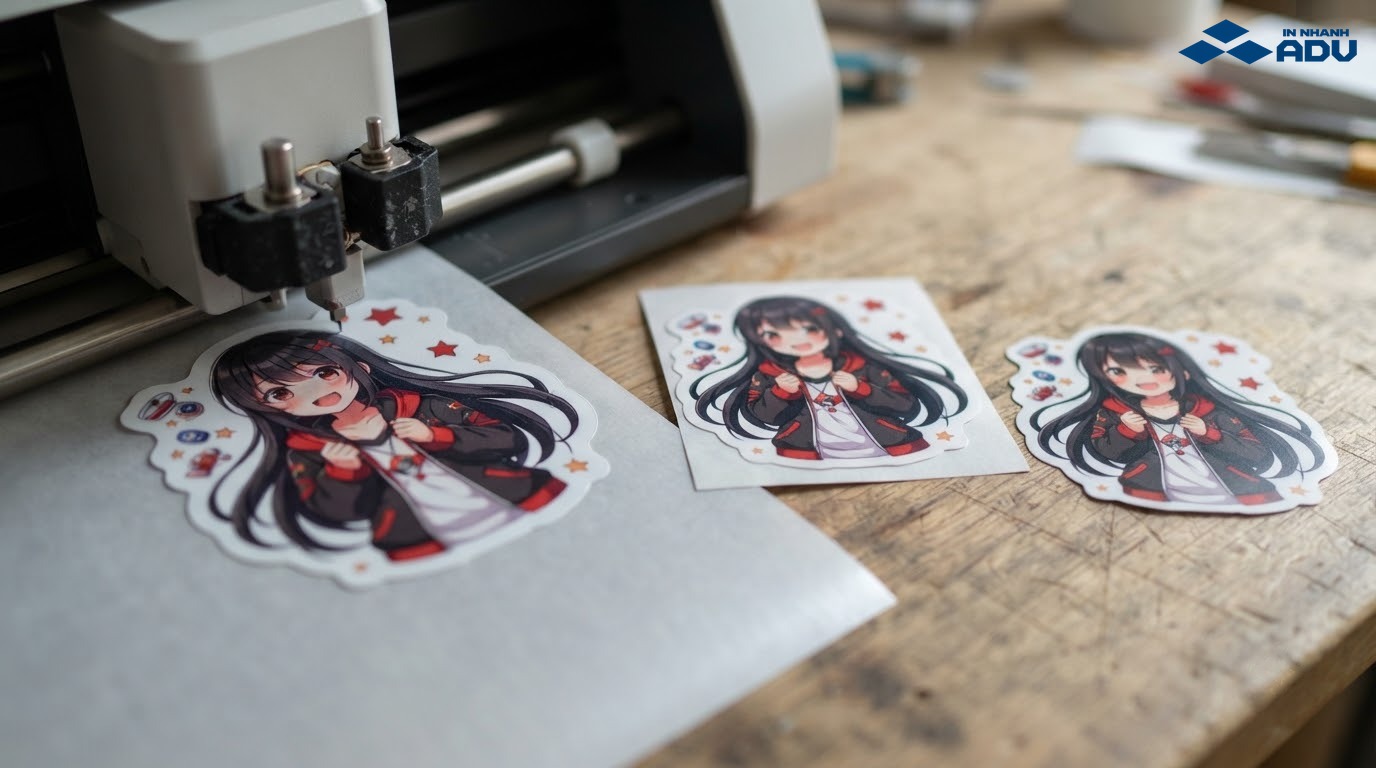 Máy cắt kỹ thuật số bế demi và bế rời sticker anime theo đường viền