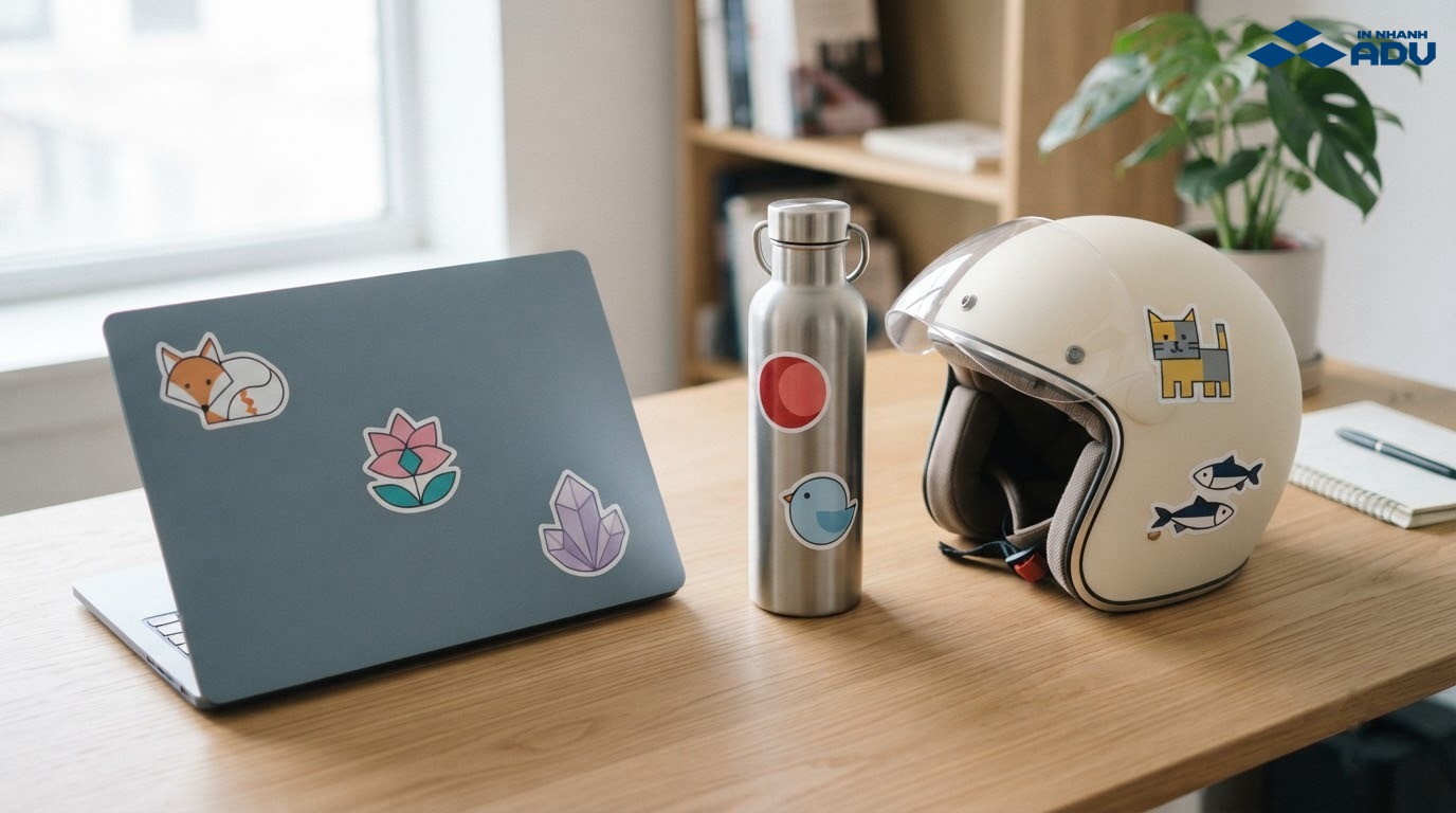 Sticker anime nguyên bản trang trí laptop, bình nước và nón bảo hiểm