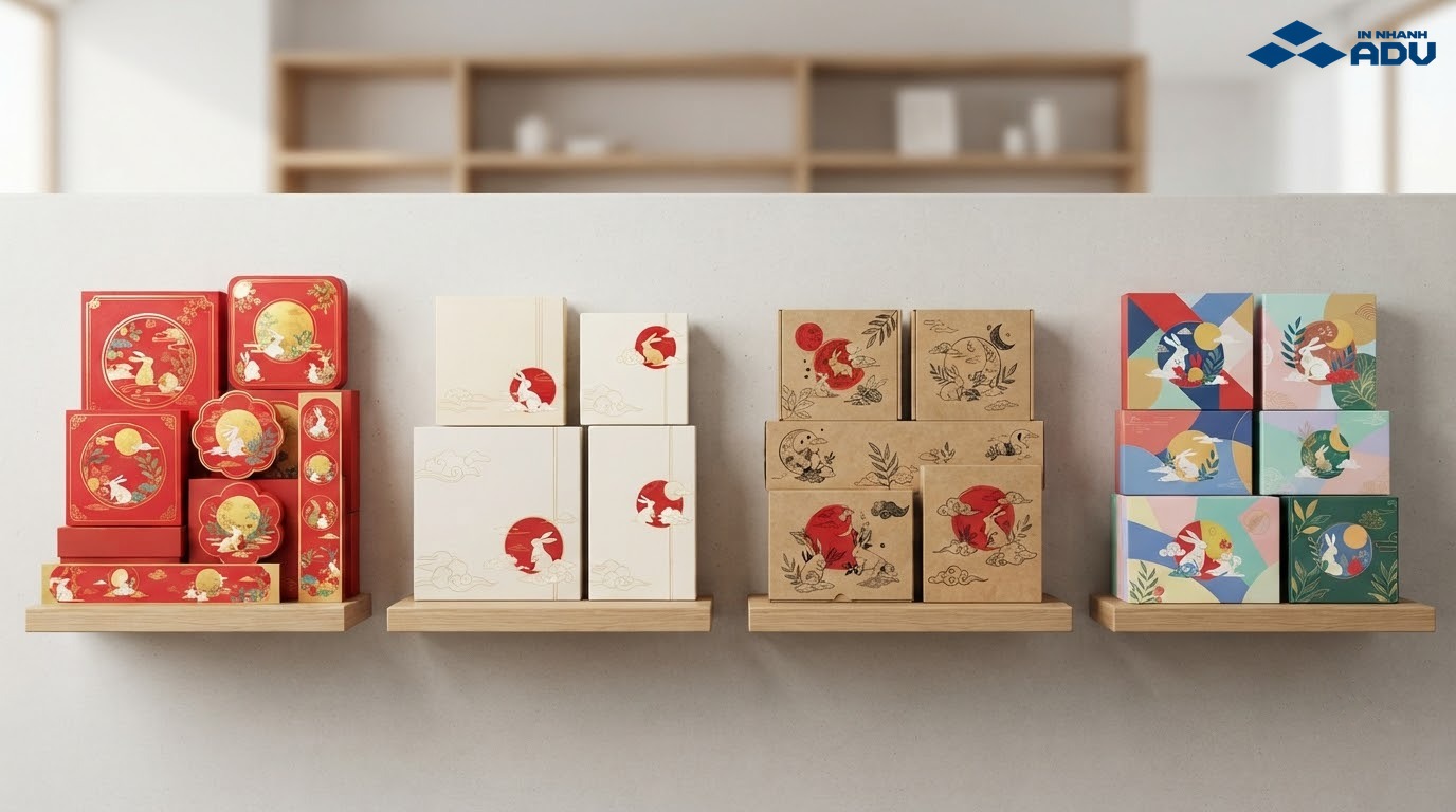Bộ sưu tập tem bánh trung thu theo bốn phong cách thiết kế