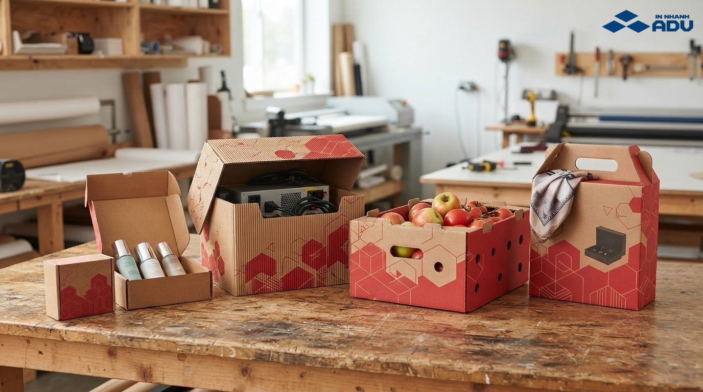 Các mẫu thùng carton theo yêu cầu cho thời trang, mỹ phẩm, nông sản và điện tử