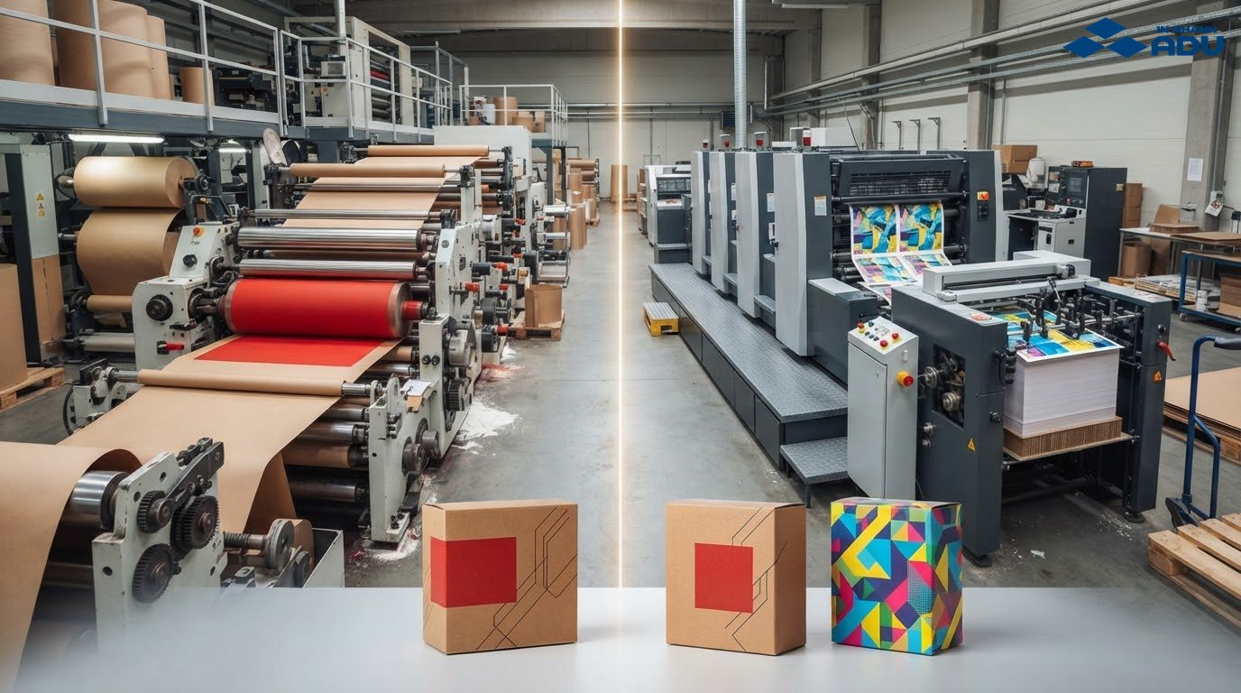 So sánh dây chuyền in flexo và in offset bồi cho thùng carton