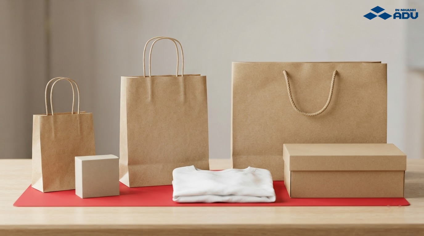Ba quy cách túi giấy Kraft dành cho mỹ phẩm, thời trang và hộp giày