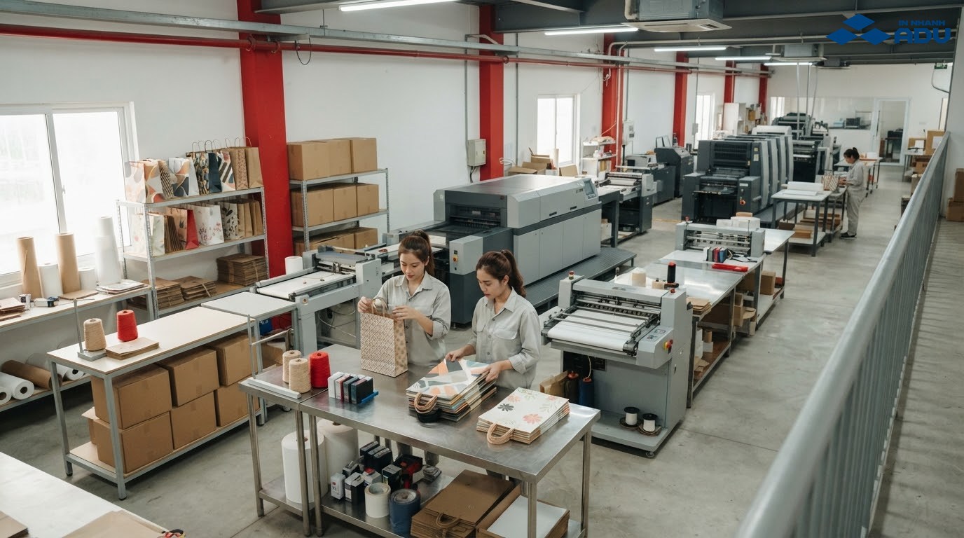 Xưởng trực tiếp in và gia công túi giấy số lượng ít