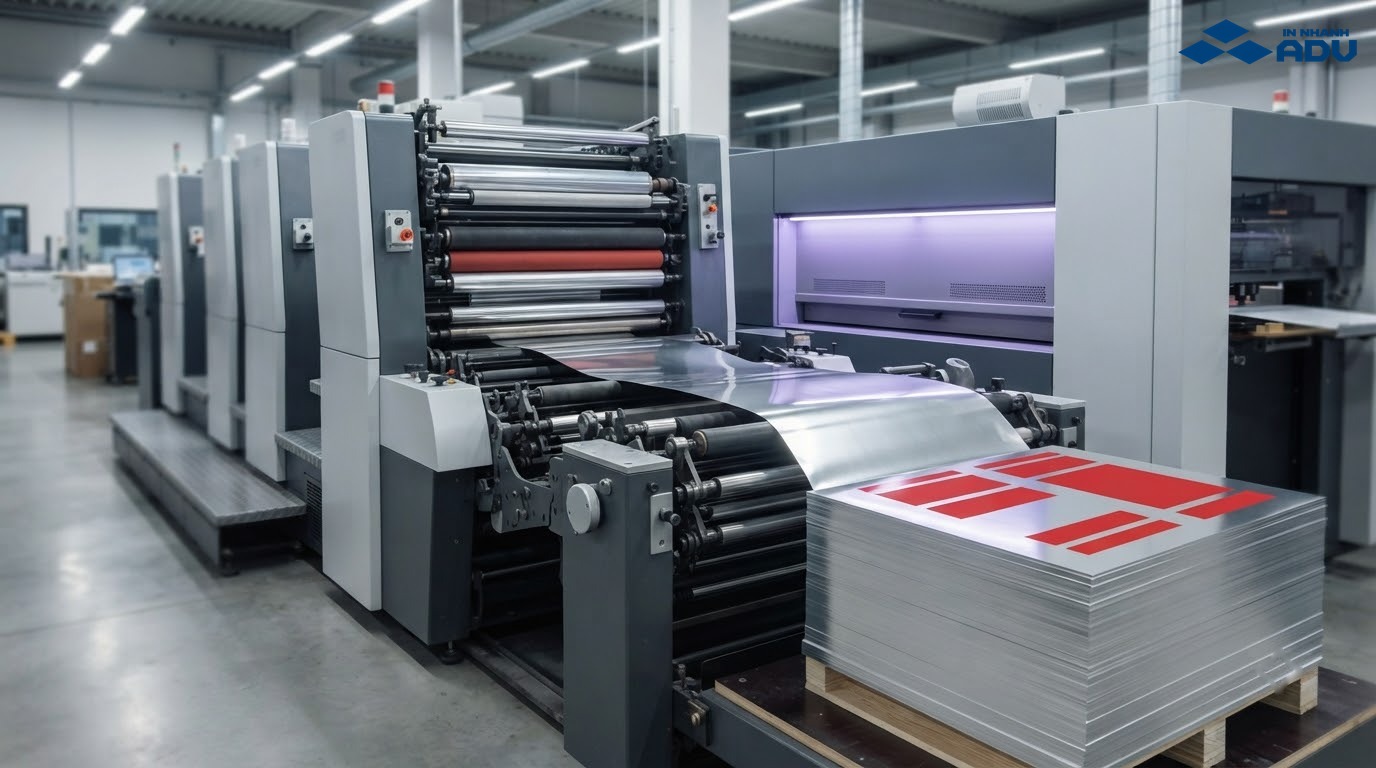 Giấy metalize được in bằng máy offset UV và sấy khô tức thì