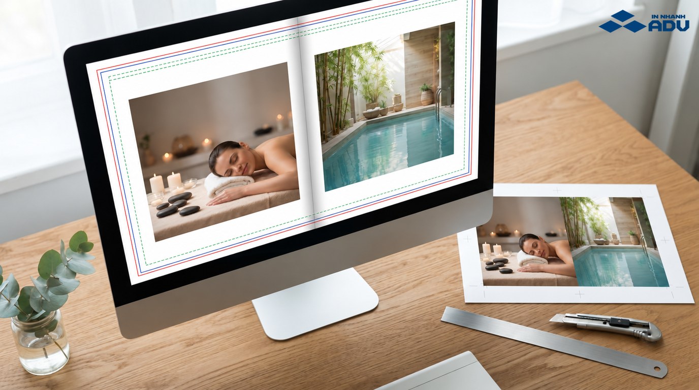 Minh họa vùng tràn lề và vùng an toàn trên trang catalogue spa