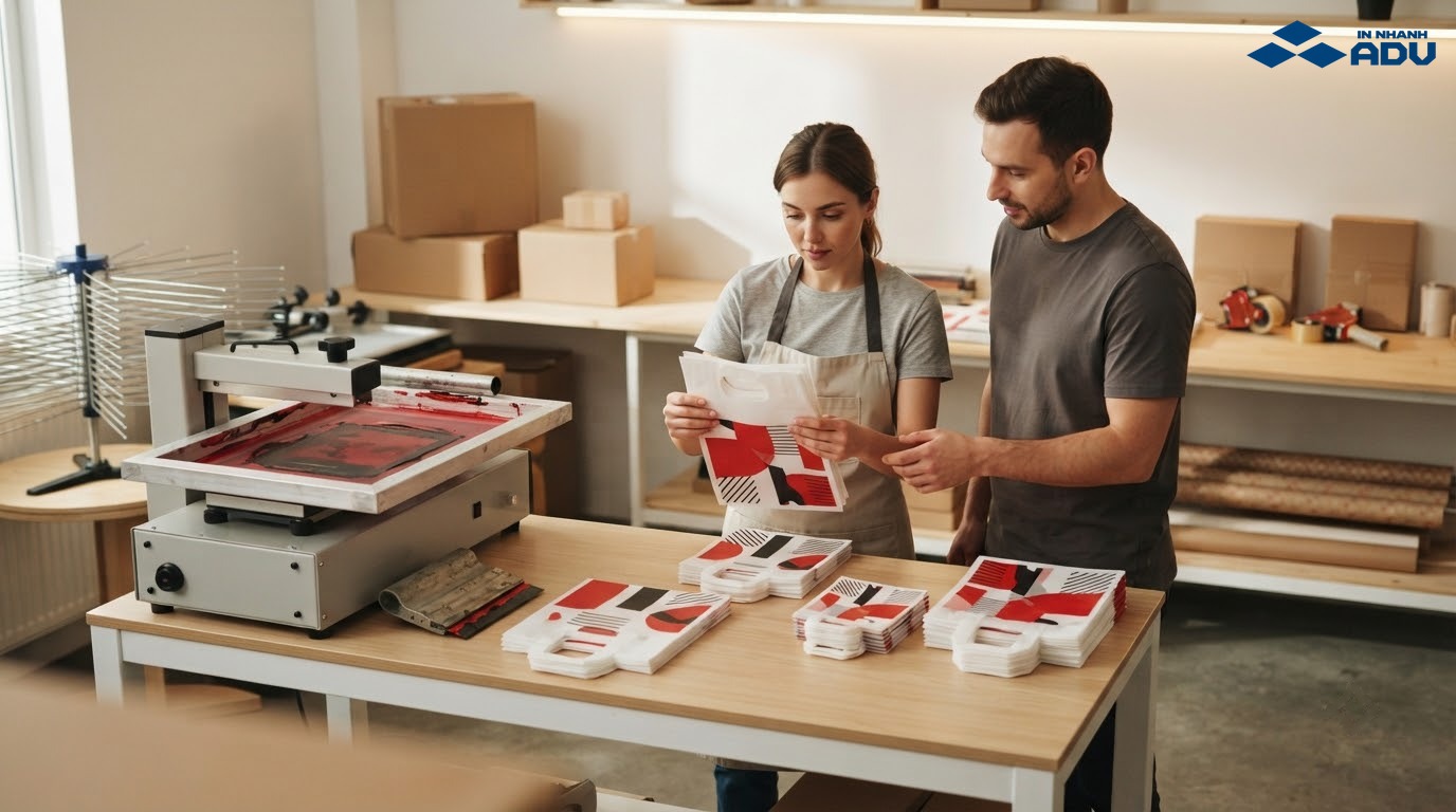Nhân viên kiểm tra lô nhỏ túi nilon dành cho shop mới