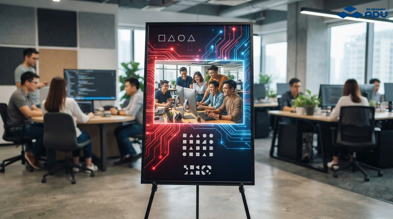 Mẫu poster tuyển dụng ngành công nghệ thông tin phong cách hiện đại