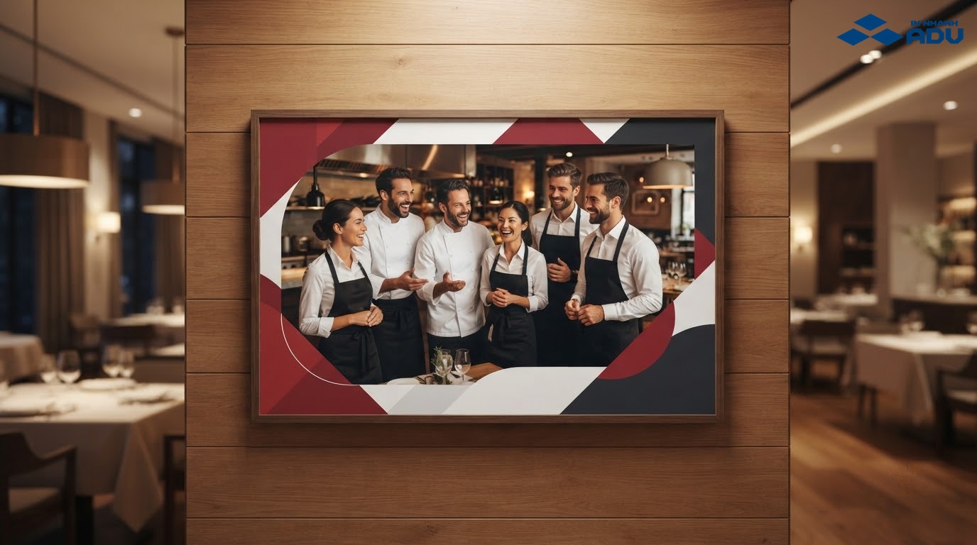 Mẫu poster tuyển dụng nhà hàng khách sạn với đội ngũ phục vụ