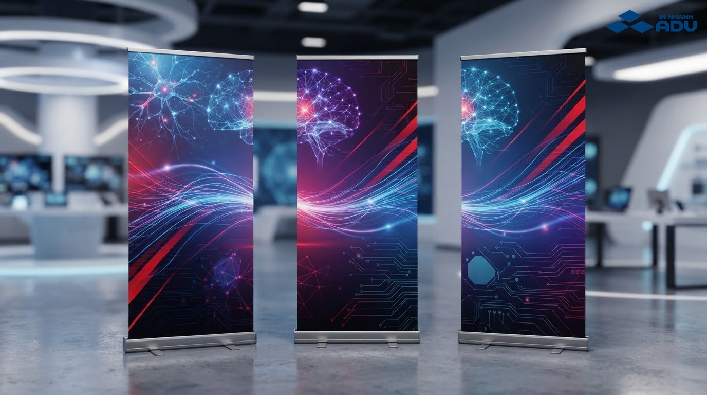 Mẫu standee hội thảo công nghệ AI và chuyển đổi số