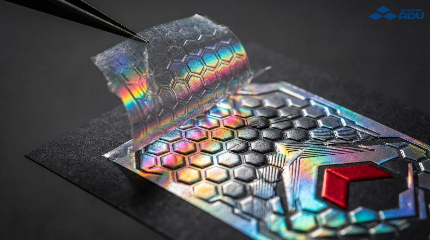 Màng hologram để lại họa tiết tổ ong khi bóc